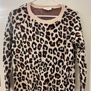 Leopard print crew neck sweater